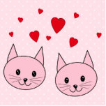 Contented pink cats cartoon. Romantic and cute. photo sculptures
