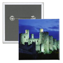 Conwy Castle, Gwynedd, Wales Pinback Buttons