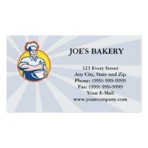 Cook Chef Baker With Mixing Bowl Retro Business Card Templates