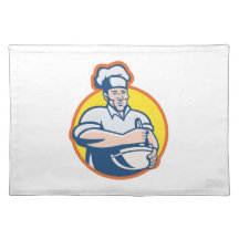Cook Chef Baker With Mixing Bowl Retro Place Mats