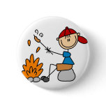 Cooking Hot Dogs Camping Button