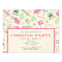 Cooking Party Invitation - Pink & Green Kitchen