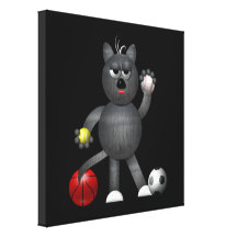 Cool "3-D" Alley Cat Athlete Gallery Wrapped Canvas