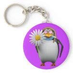 Cool 3d Penguin Hippy (editable) Key Chains