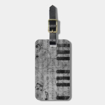 Cool antique grunge effect piano music notes tags for luggage