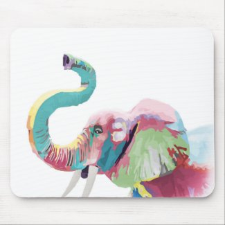 Cool awesome trendy colourful vibrant elephant mouse pad