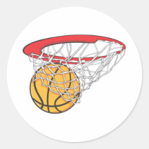 Cool Basketball Shoot in Ring Net Shirt Round Sticker