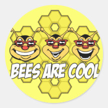Cool Bees Round Stickers