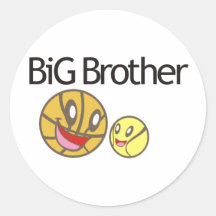 Cool Big Brother Shirt - Basketball Theme Round Stickers