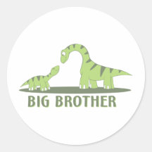 Cool Big Brother Shirt - Dinosaur Theme Round Stickers