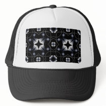 Cool Black Shining Star and Flower Kaleidoscope Trucker Hat