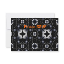 Cool Black Shining Star and Flower Kaleidoscope Personalized Announcements