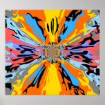 Cool blue and orange psychedelic posters