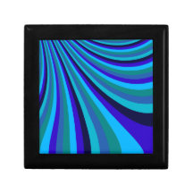 Cool Blue Gray Rainbow Slide Stripes Pattern Keepsake Boxes