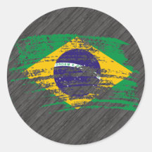 Cool Brazilian flag design Round Sticker