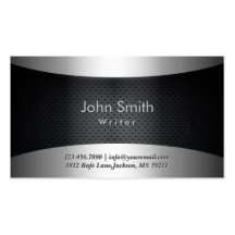 Cool Carbon Black Writer Business Card