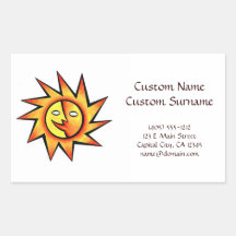 Cool cartoon tattoo symbol comic  Sun Face Rectangular Stickers