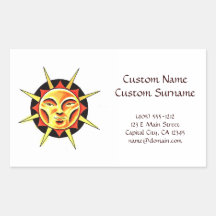 Cool cartoon tattoo symbol Sun Face Flame Rectangle Stickers