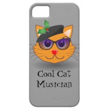 Cool Cat Musician Holly Beret Xmas iphone 5 case