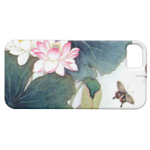 cool chinese lotus leaf pink flower butterfly art iPhone 5 cover