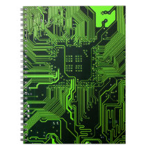 Cool Circuit Board Computer Green Note Book