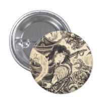 Cool classic vintage japanese demon ink tattoo buttons
