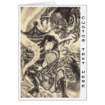 Cool classic vintage japanese demon ink tattoo greeting card