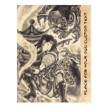 Cool classic vintage japanese demon ink tattoo postcards