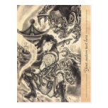 Cool classic vintage japanese demon ink tattoo postcards