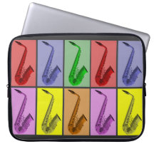 Cool Colourful Saxophone Collage 15" Neoprene Laptop Sleeves