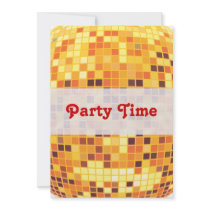 Cool Custom Retro Golden Disco Ball Invitation