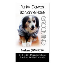 Cool Dog Grooming Aussie in Hoodie Business Cards