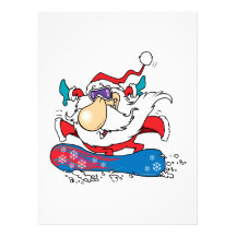cool dude snowboarding santa claus invitation