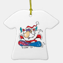 cool dude snowboarding santa claus christmas ornament