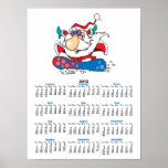 cool dude snowboarding santa claus posters