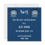 Cool & Funky blue Jellyfish DJ party invitations