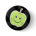 Cool green apple cartoon button