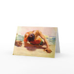 Cool Greetingcard With Man Saved By The Beach