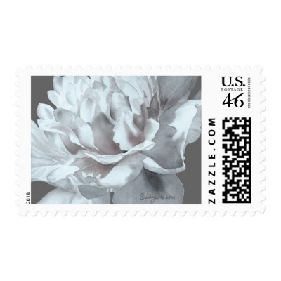 Cool Grey Peony Wedding Postage by lillyarts