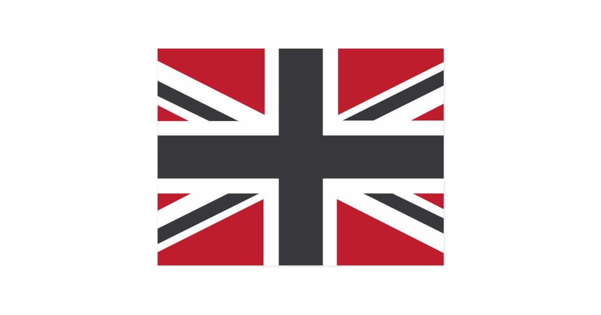 Cool Grey Red Union Jack British(UK) Flag Postcard Zazzle