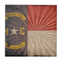Cool Grunge North Carolina Flag Ceramic Tiles