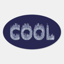 Cool - Ice Cold Design Oval Stickers
