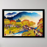 Cool japanese mountain fall river bridge scenery posters
