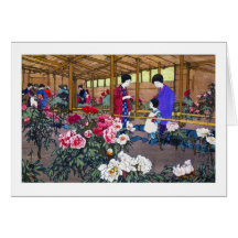 Cool japanese oriental flower garden people scene greeting cards