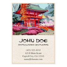 Cool japanese Red Temple Spring Asano Takeji Business Cards