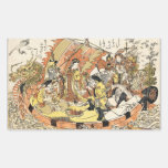 Cool japanese ukiyo-e mythical dragon ship crew rectangular stickers