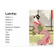 Cool japanese vintage ukiyo-e geisha scroll art business card template