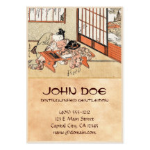 Cool japanese vintage ukiyo-e geisha scroll business card template