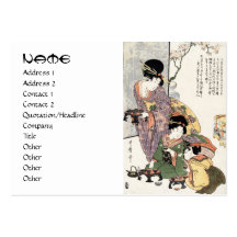 Cool japanese vintage ukiyo-e lady and children business card templates