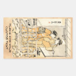 Cool japanese vintage ukiyo-e two geishas scroll rectangle stickers